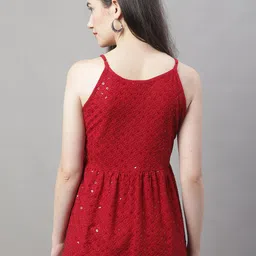 JAINISH Embellished Embroidered Shoulder Straps Peplum Top image 5