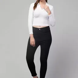 Dream Beauty Fashion Shirt Collar Fitted Crop Top image 5