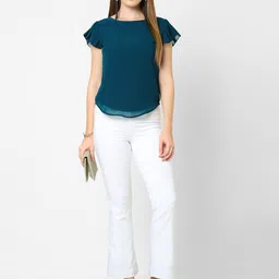 MISH Teal Georgette Top image 5