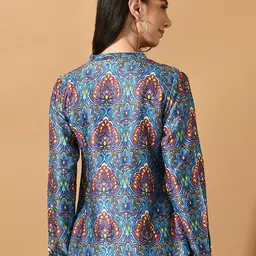 Sangria Ethnic Motifs Printed Satin Shirt Style Top image 5