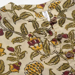 Stylum Beige and Maroon Floral Printed Cotton Peplum Top image 5