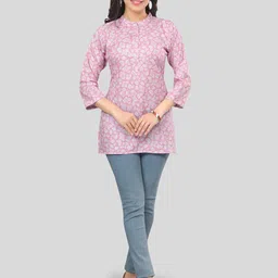 Saree Swarg Mandarin Collar Floral Printed Straight Kurti image 5
