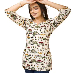 DMT ETHNIC Women Floral Printed Longline Top image 2