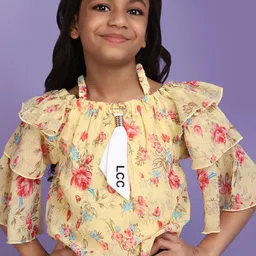 V-Mart Floral Print Cold-Shoulder Cotton Top image 4