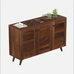 bluewud Carlem Shoe Cabinet In Brown Maple Colour image 5