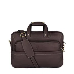 WildHorn Men Brown Textured Leather Laptop Bag-image-31