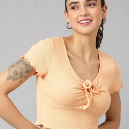 ANAI V-Neck Tie-Ups Cotton Fitted Crop Top-picture-37