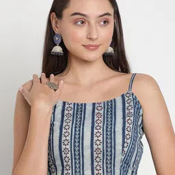 studio rasa Print Indigo Cotton Crop Top-picture-36
