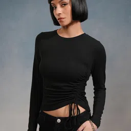 Tokyo Talkies Women Tie-Ups Cotton Crop Top image 1