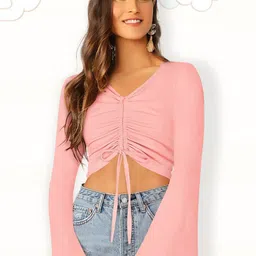 Sitanjali Bell Sleeve Ruched Crop Top-picture-49