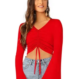 Sitanjali Bell Sleeves Ruched Crop Top-picture-29