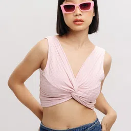 FREAKINS Sleeveless Tie-Knot Cotton Crop Top-picture-13