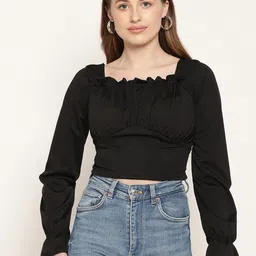 Miaz Lifestyle Black Solid Crop Top-picture-19