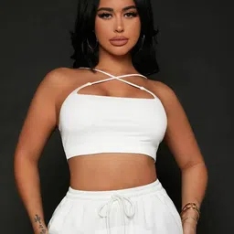 Stylecast X Slyck Shoulder Straps Fitted Crop Top image 1