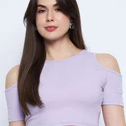 Mayra Cold-Shoulder Fitted Crop Top-picture-12