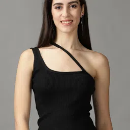 SHOWOFF One Shoulder Crop Top image 1
