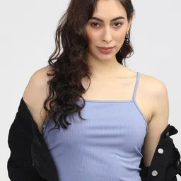 Tokyo Talkies Women Purple Ribbed Crop Fitted Top-picture-16