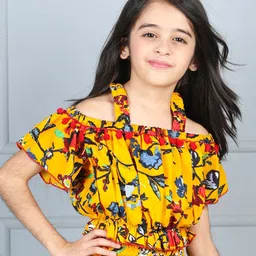 Cutiekins GirlsFloral Embellished Ruffles Crop Top-picture-10