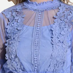 FIMS Bishop Sleeves Lace Inserts Blouson Top image 2