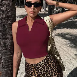 Stylecast X Slyck Shirt Collar Crop Top image 3