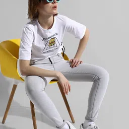 Campus Sutra Graphic Printed Waist Tie-Ups Cotton Crop Top image 4