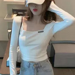 LULU & SKY Square Neck Fitted Crop Top image 5