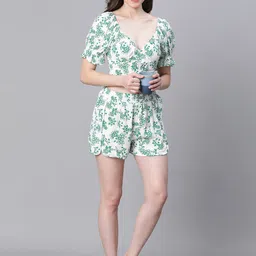 Oxolloxo Floral Printed Bell Sleeve Crepe Crop Top image 2