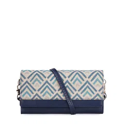 THE CLOWNFISH Women White & Navy Blue Geometric Printed Envelope-image-20