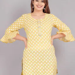 KALINI Yellow & White Print Longline Top image 1