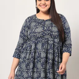 KBZ Plus Size Floral Printed Empire Cotton Top image 1