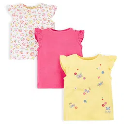 mothercare Girls Pack of 3 Floral Print Pure Cotton Tops-picture-25