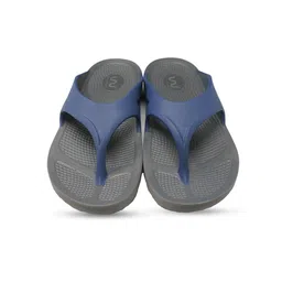 Doubleu Men Grey & Navy Blue Rubber Thong Flip-Flops image 1