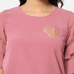 BAESD Embellished Flutter Sleeve Georgette Top image 2
