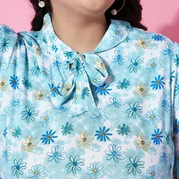 AUSTIVO Plus Size Floral Printed Tie-Up Neck Top image 2