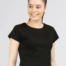 appulse Round Neck Regular Sleeves Cotton Crop Top image 2