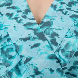 fuchsia PRETTY LOVING THING Women Blue & Teal Printed Chiffon Wrap Crop Top image 2