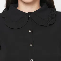 MISH Black Peter Pan Collar Ruffles Georgette Shirt Style Top image 2