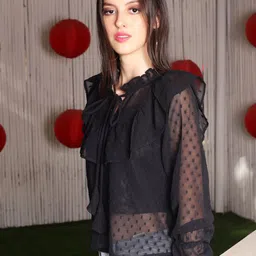 Sera Tie-Up Neck Bell Sleeve Top image 3