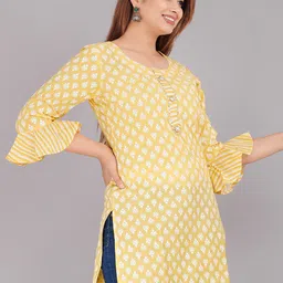 KALINI Yellow & White Print Longline Top image 3