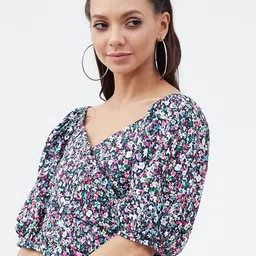 Harpa Floral Print V-Neck Wrap Crop Top image 3