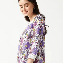 Marks & Spencer Floral Printed Square Neck Top image 3