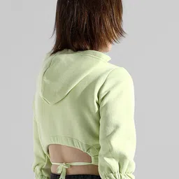 Campus Sutra Hooded Typography Printed Cotton Regular Crop Top image 3