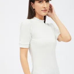 Harpa White High Neck Regular Top image 3