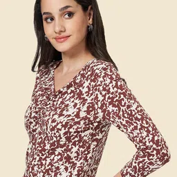 YU by Pantaloons Abstract Printed Ruched Cotton Crop Top image 3