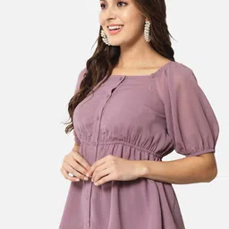 ALL WAYS YOU Puff Sleeve Square Neck Georgette Peplum Top image 4