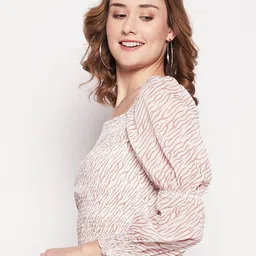 CAMLA Square Neck Printed Smocked Crop Top image 4