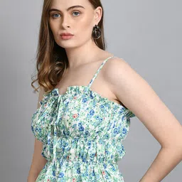 fuchsia PRETTY LOVING THING  Floral Print Cinched Waist Crop Top image 4