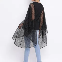 ALL WAYS YOU Round Neck Net Long Flared Sleeve Crepe Regular Top image 4