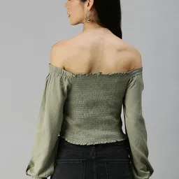 SHOWOFF Off-Shoulder Smocking Bardot Top image 4