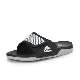 Adda Men Black & White Striped Rubber Sliders image 4
